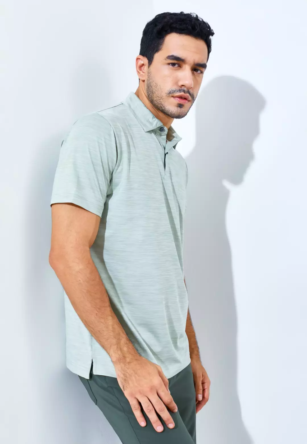 Jack Nicklaus Whitley Premium Tonal Two Color Solid Polo Sage Leaf