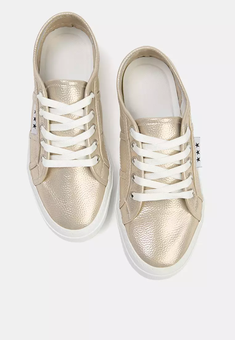 Lace-Up Flat Sole Sneakers