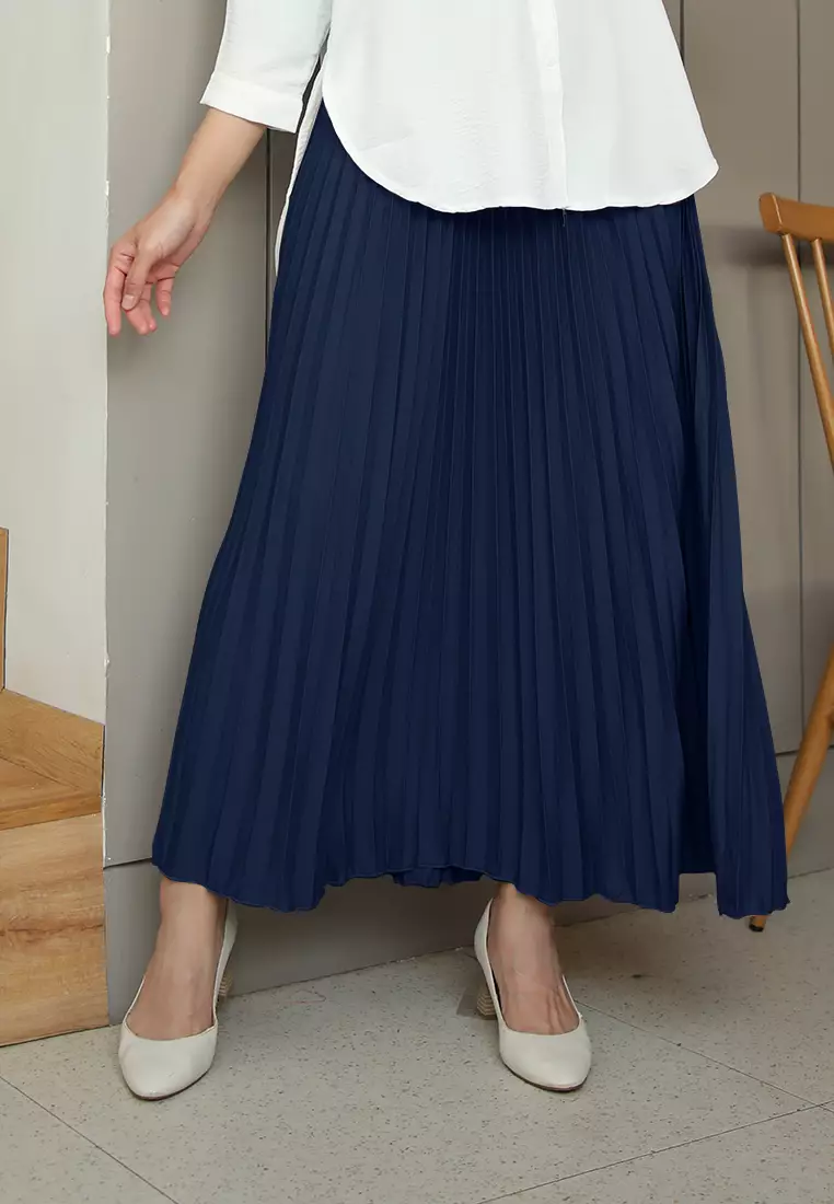 Cotton Bee - Rok Plisket Niana Aline Basic - Rich Navy