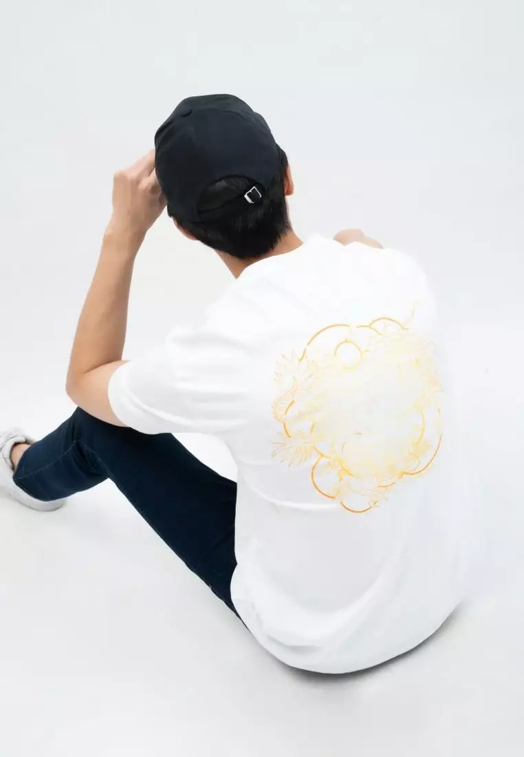 Houseofcuff T-shirt Kaos Putih Motif Gold Dragon Tersedia Size S-4XL