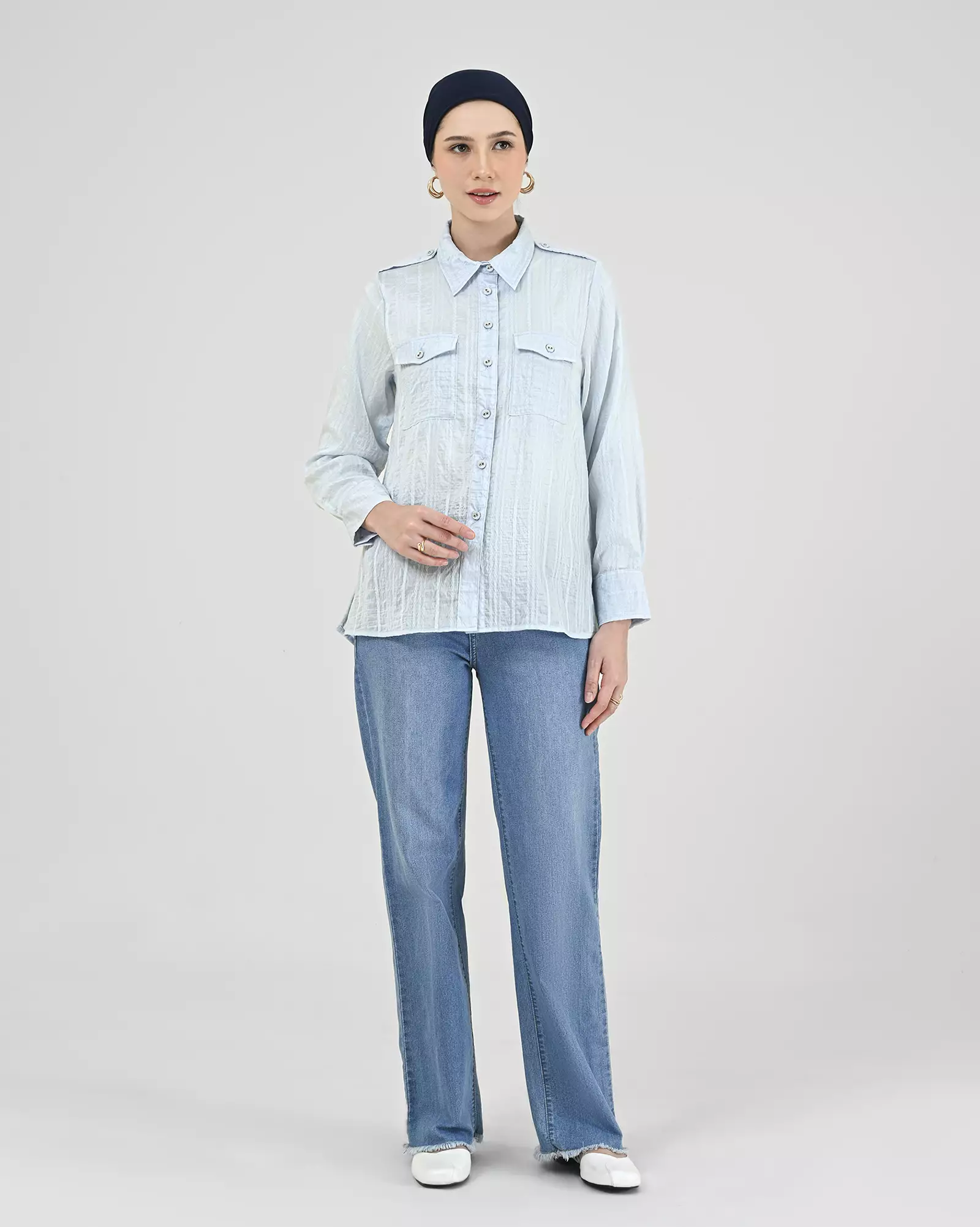 Geulis.id FRILA SHIRT - Lightblue