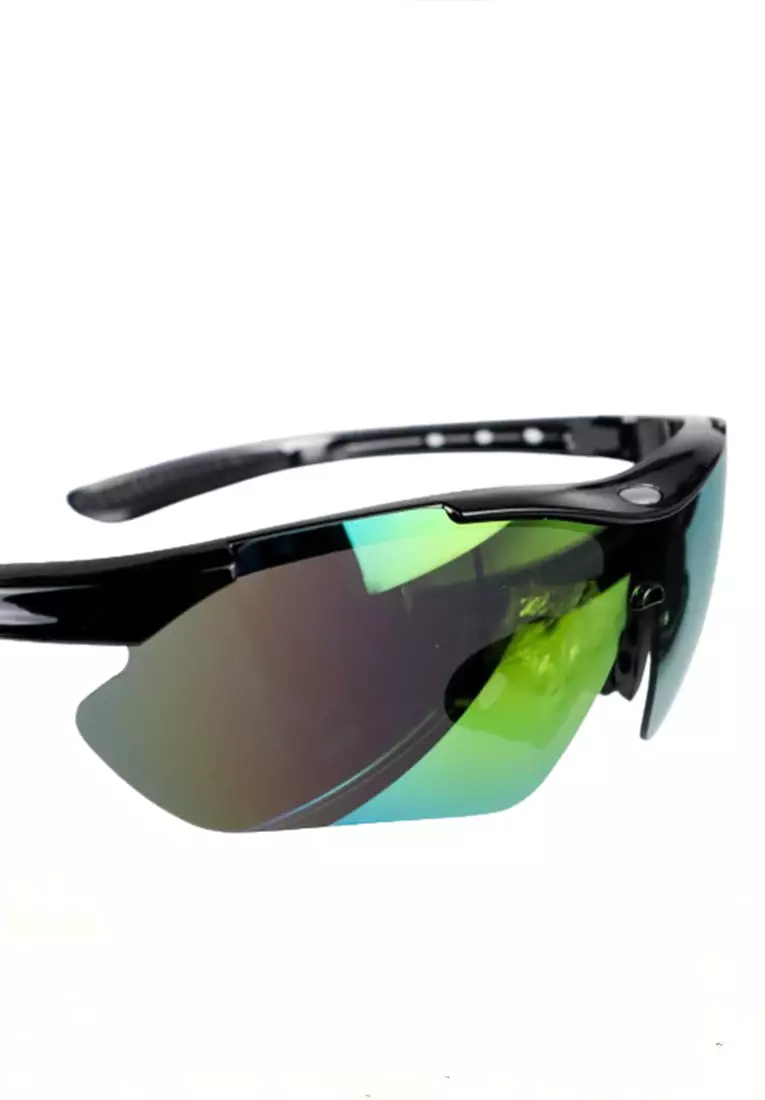 Adna Kacamata Sepeda dengan 5 Lensa Unisex With Myopia Frame Material PC ORIGINAL - Black