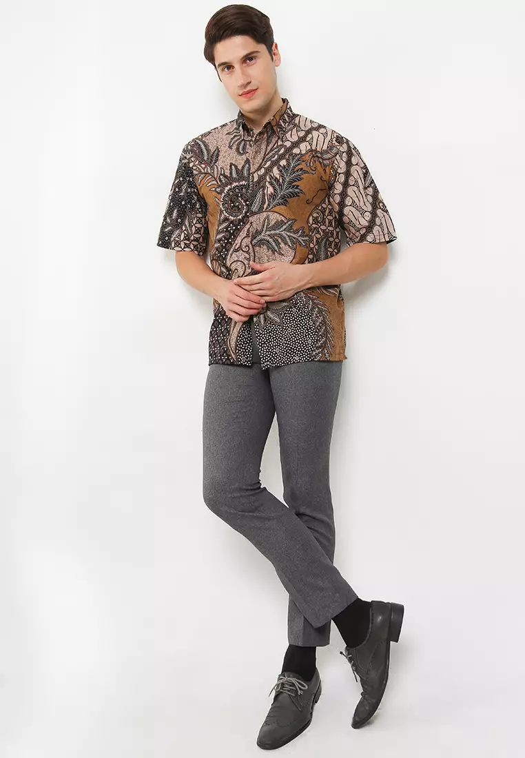 Agler Kemeja Batik Premium Pria Casual Modern Lengan Pendek