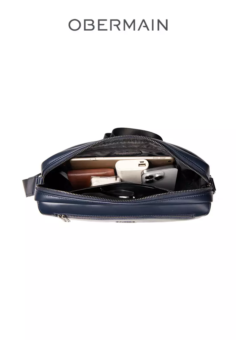 Men's Messenger Bag Synthetic Leather Navy