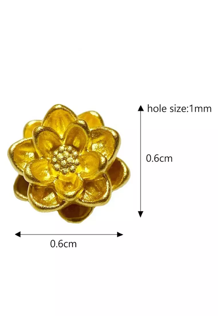 [SPECIAL] LITZ 999 (24K) Gold Lotus Flower Charm 莲花 EPC0974B (0.29g+/-)