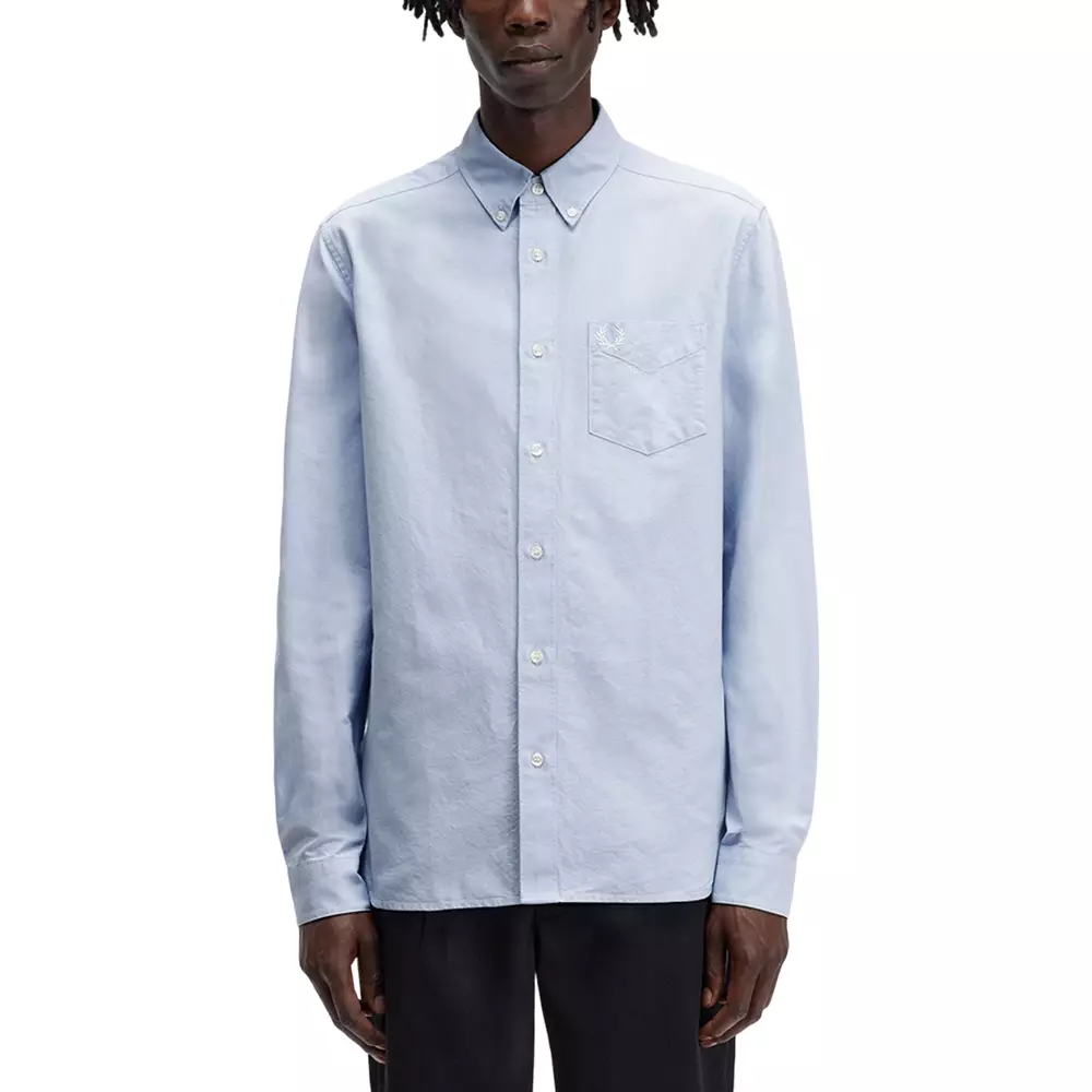 Chest Pocket Logo Oxford Long Sleeves Light Smoke