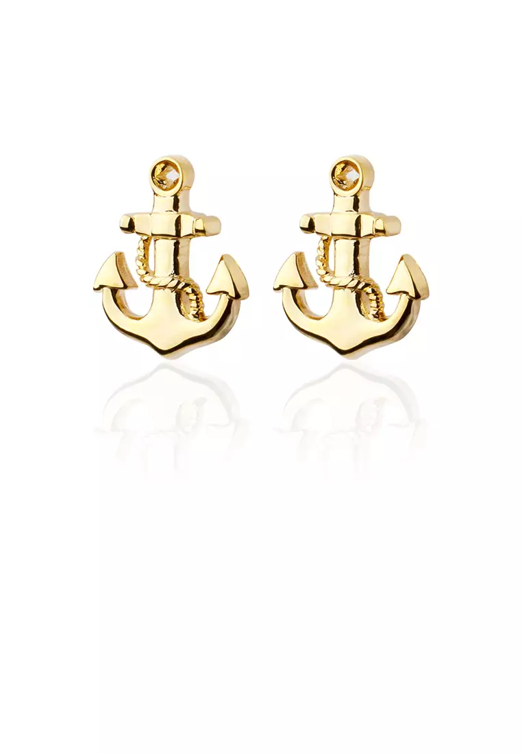 Gold anchor earrings store
