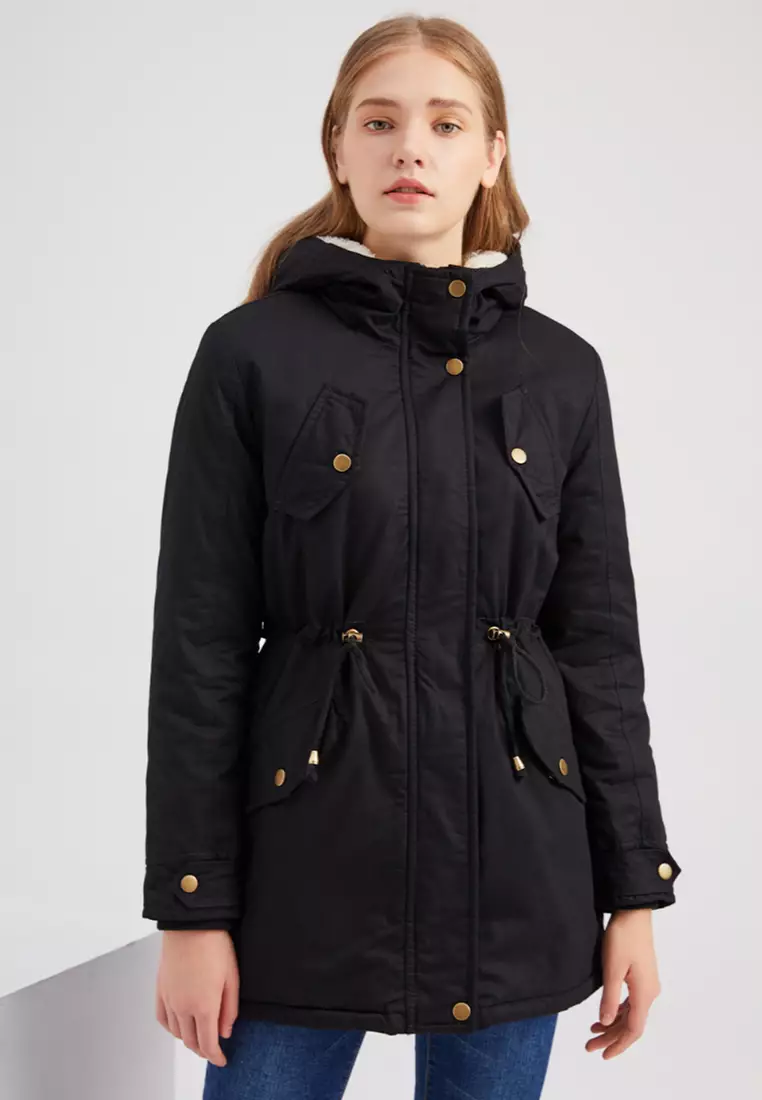 Fleece-lined Hooded Cotton Coat AD-D337