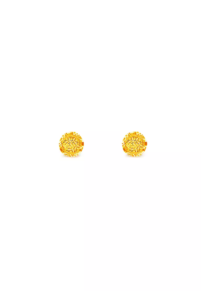 375/9K Gold Sphere Earrings S104 (L Size)