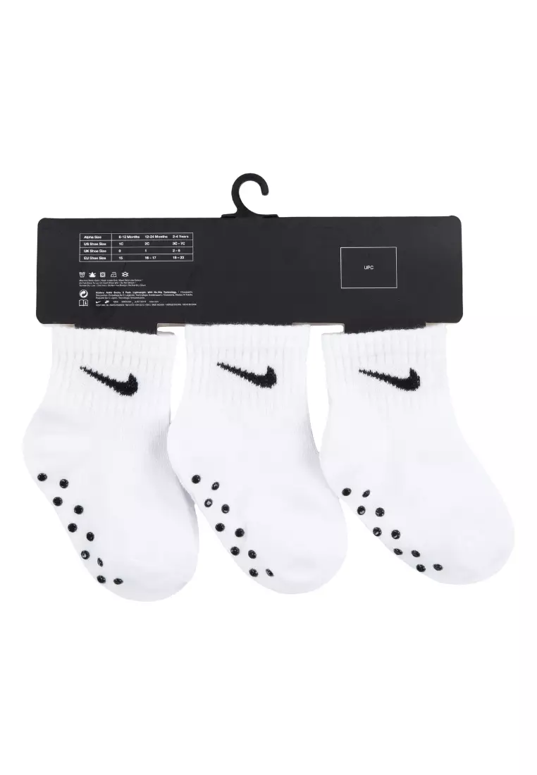 Buy Nike Nike 3-Pack Core Swoosh Gripper Ankle Socks White/Black
