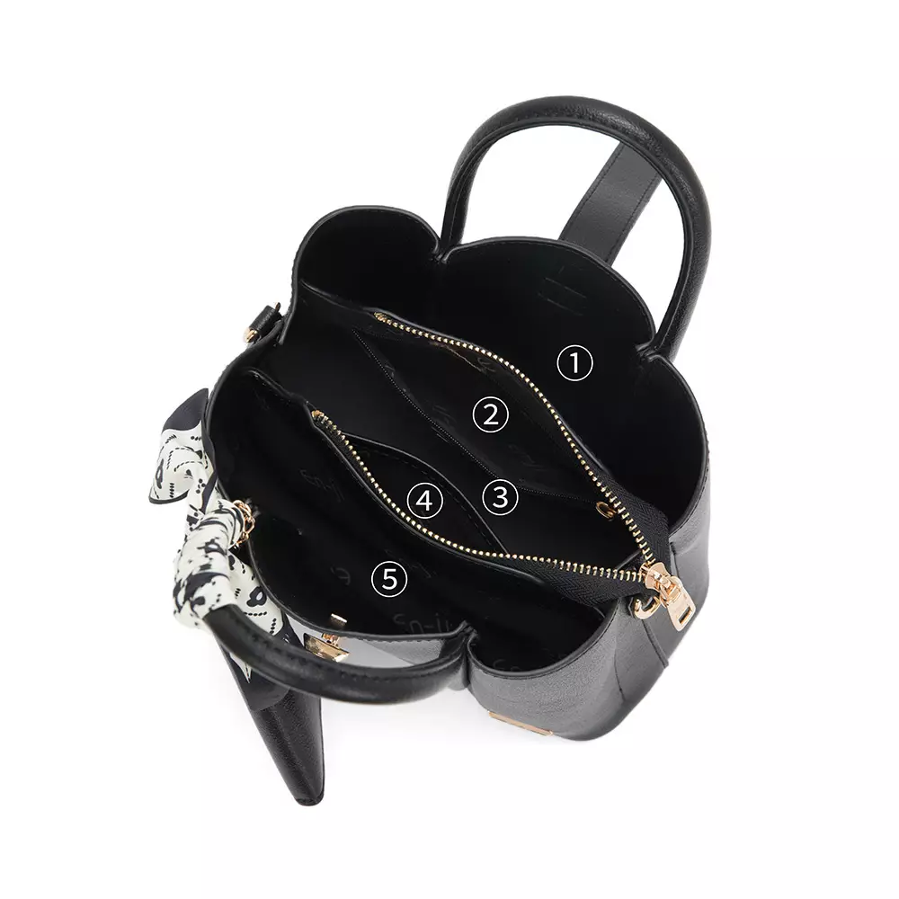 En-ji Solra Handbag Wanita Warna Black