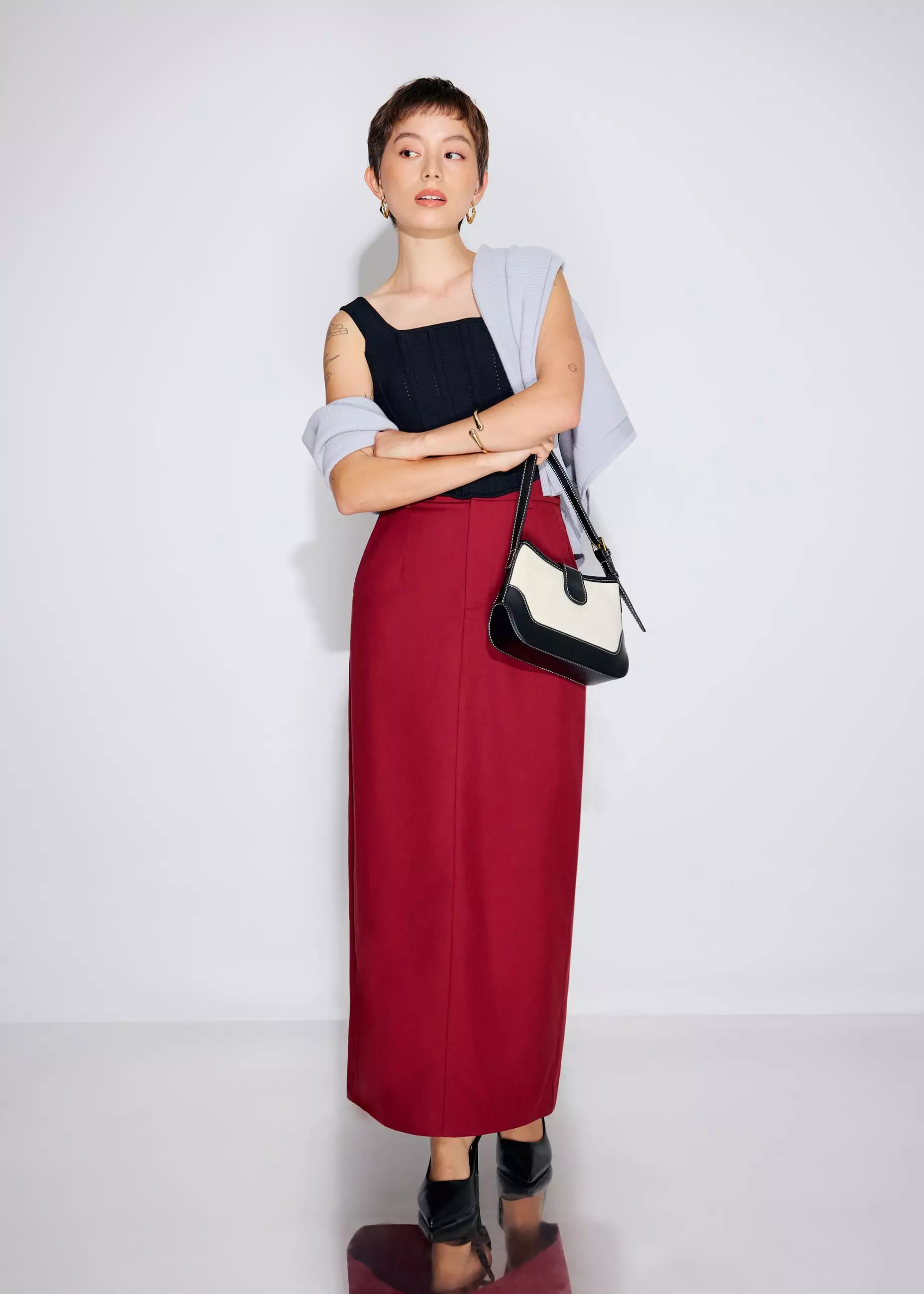 Rok Wanita - Pevita Tailored Column Maxi Skirt