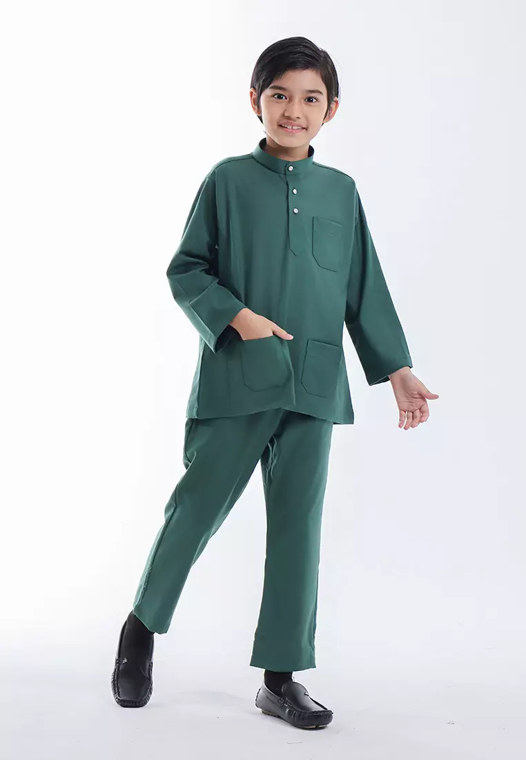 Alain Delon Baju Melayu Cekak Musang Budak - 19026504-45HunterGreen
