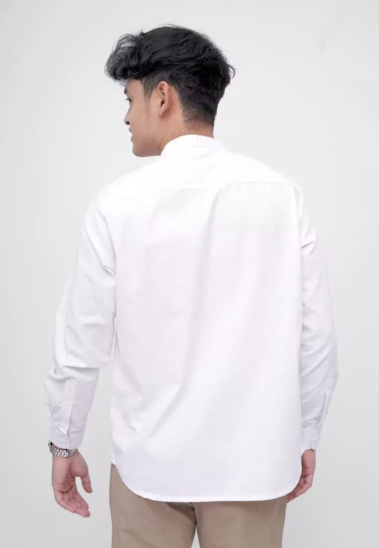 Ryusei Kemeja Kerah Koko Lengan Panjang Hikari White