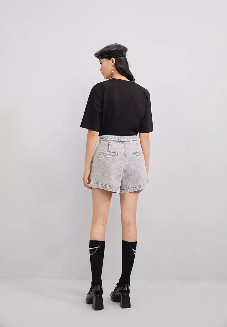 Acid Wash Denim Shorts