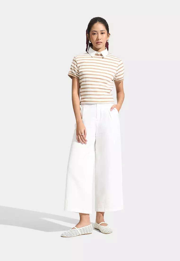 Wide Leg Crumpled Linen Trousers