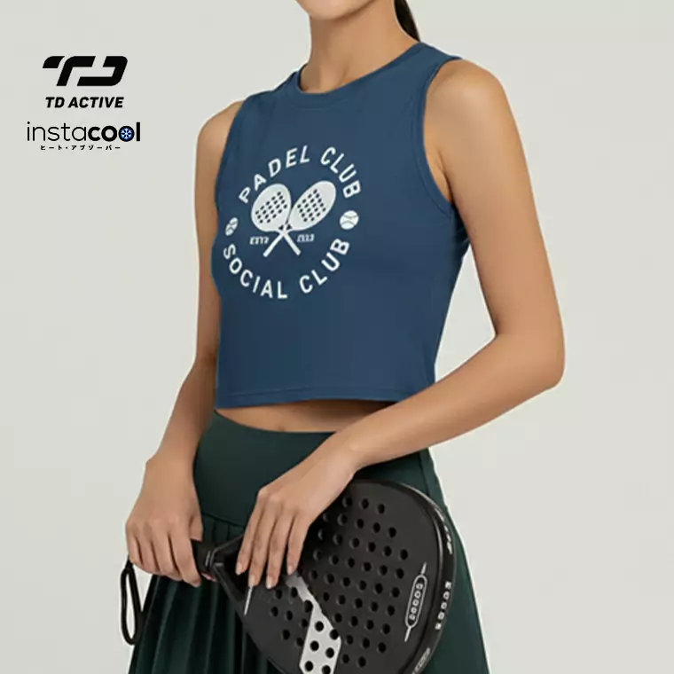 TDACTIVE Kaos Padel Lucu Tank Top UAT "padel club" instacool biru denim LSF07
