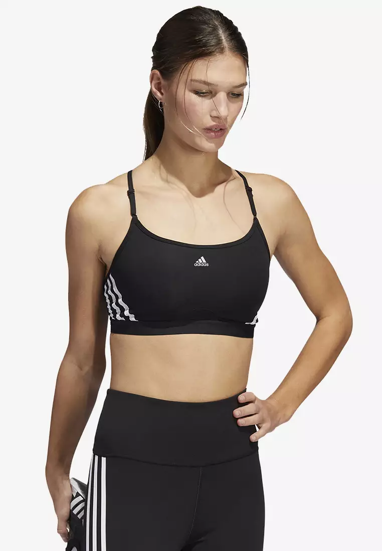 Buy ADIDAS aeroreact training light-support 3-stripes sports bra in  Black/White 2024 Online