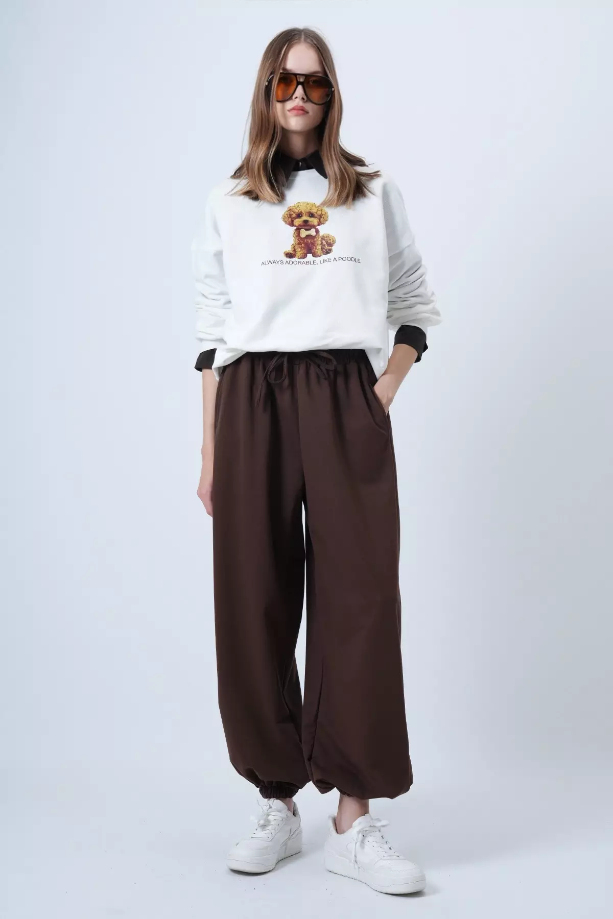 Brown Oversize Jogger Sweatpants Alc-X14610