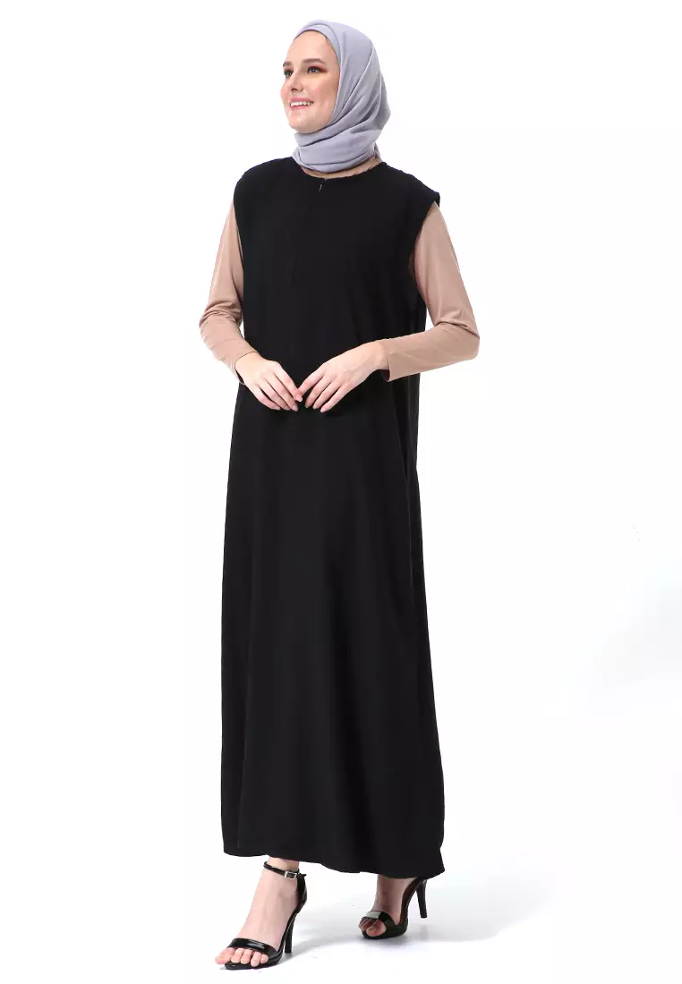 Callista Basic Sleeveless Abaya Busui Friendly Premium High Quality - Black