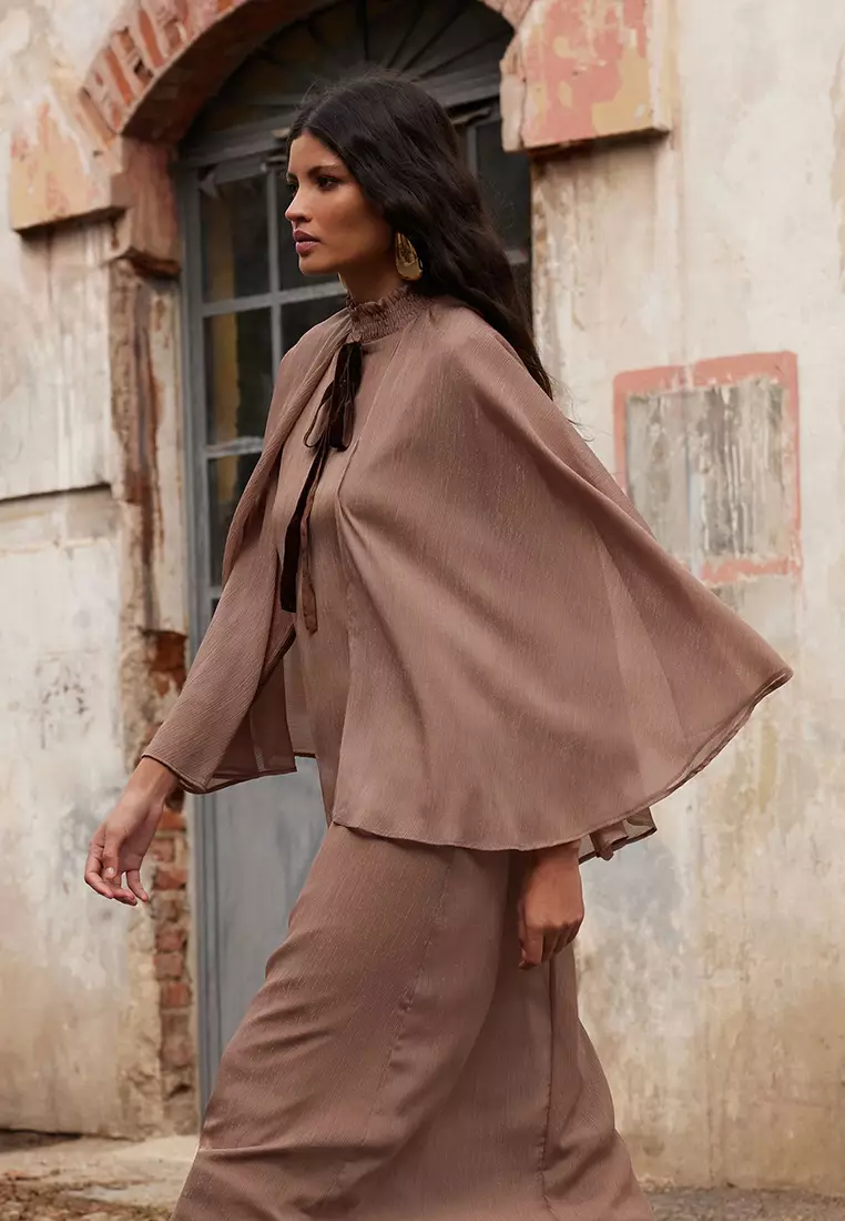 X Ai Mink Cape Ribbon Detail Dress Tctaw25Eb00126