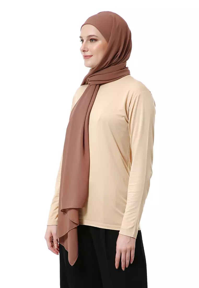 Zhalika Phasmina Motif Polos High Premium Quality - Dark Choco