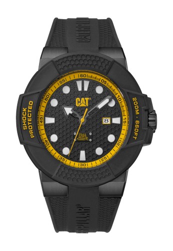 Caterpillar CAT SF.161.21.117 Chrono Men's Watches Rubber Strap - Black Yellow Black