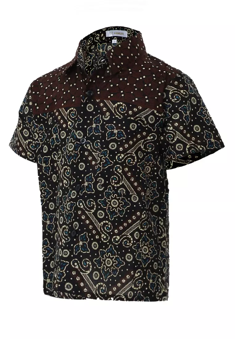 Lucas Kemeja Formal Batik Anak Laki-laki Lengan Pendek Motif Mataram Kids Traditional Shirt Material Cotton ORIGINAL - Brown
