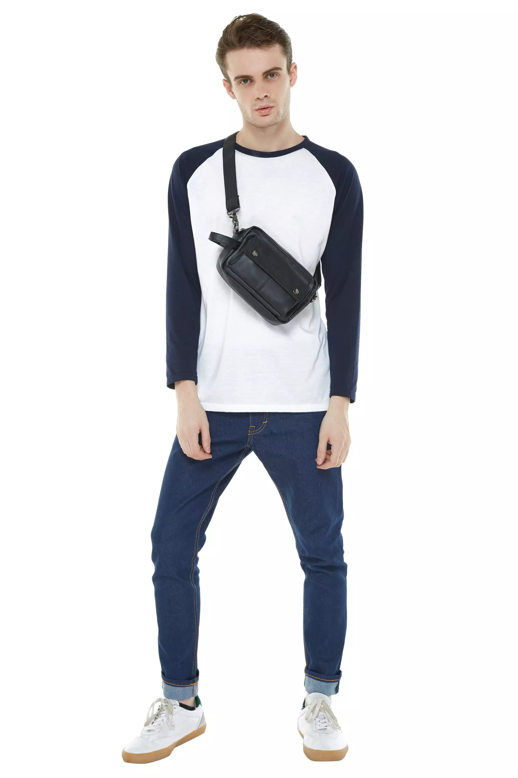 Distressed Leather Pouch Bag