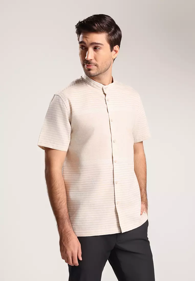 MOC Kemeja Koko Lengan Pendek Pria Brunoz - Khaki