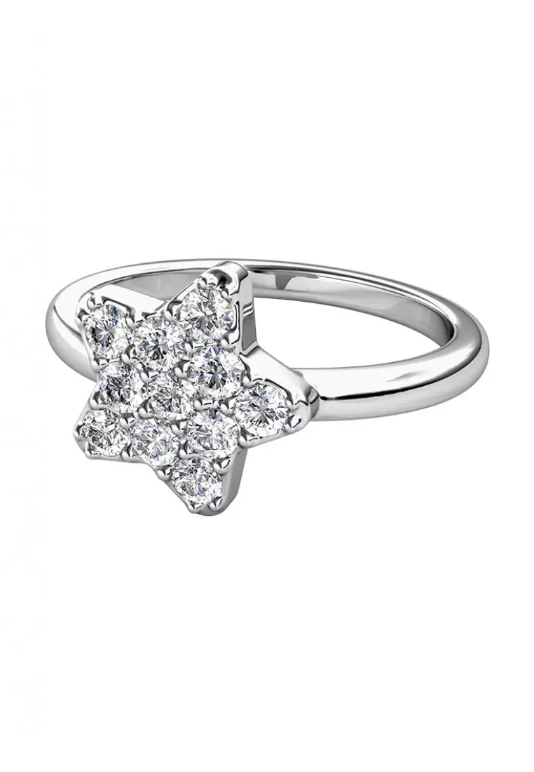 Star Blitz Ring WG - Cincin Crystal by Her Jewellery
