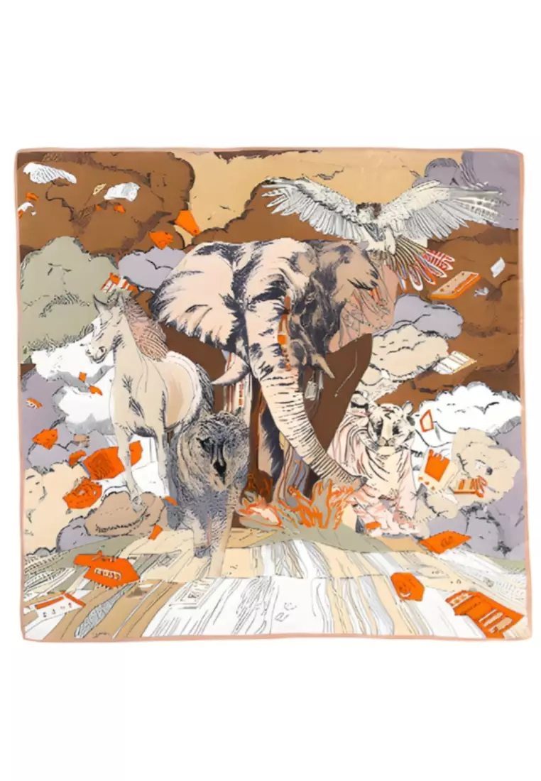 Luxury Silk Ladies' Large Scarf, Sun-Proof Crepe Satin, Premium Souvenir.