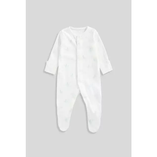 Mothercare Sloth Baby Sleepsuits - 3 Pack - Baju Tidur Bayi Laki-laki (Putih)