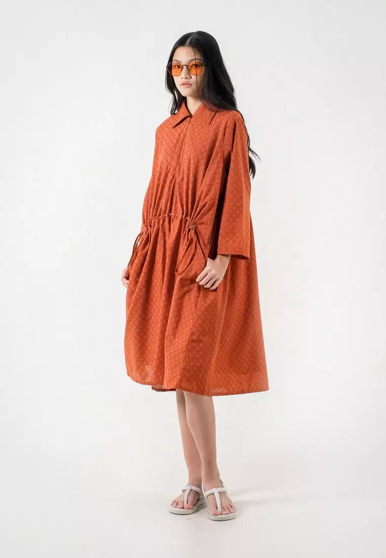 3Second x Danjyo Hiyoji Women's Shirt Maxi Dress Orange 080423