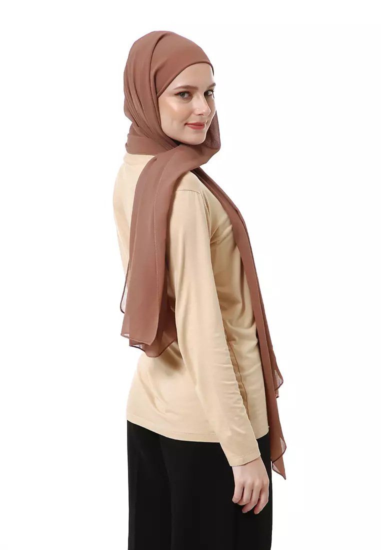 Zhalika Phasmina Motif Polos High Premium Quality - Dark Choco