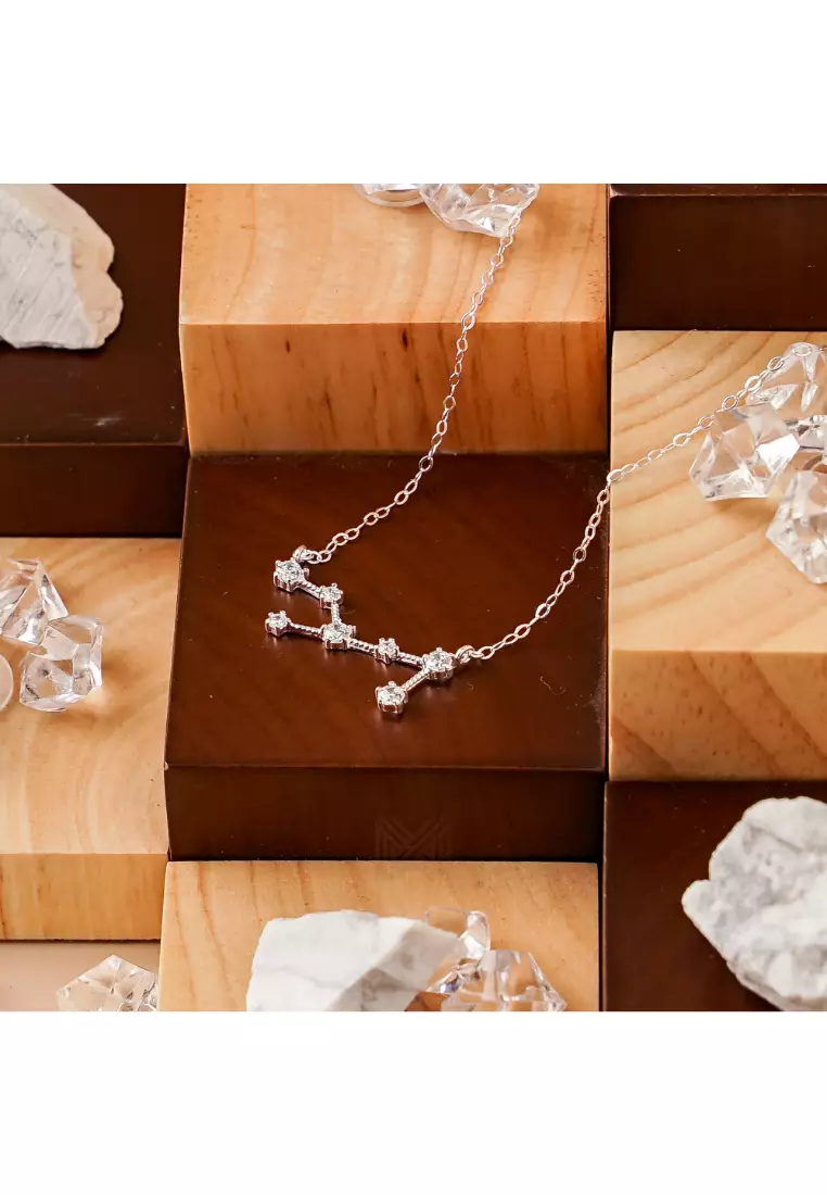 Match The Stars Virgo Constellation Silver Necklace with 925 Sterling Silver