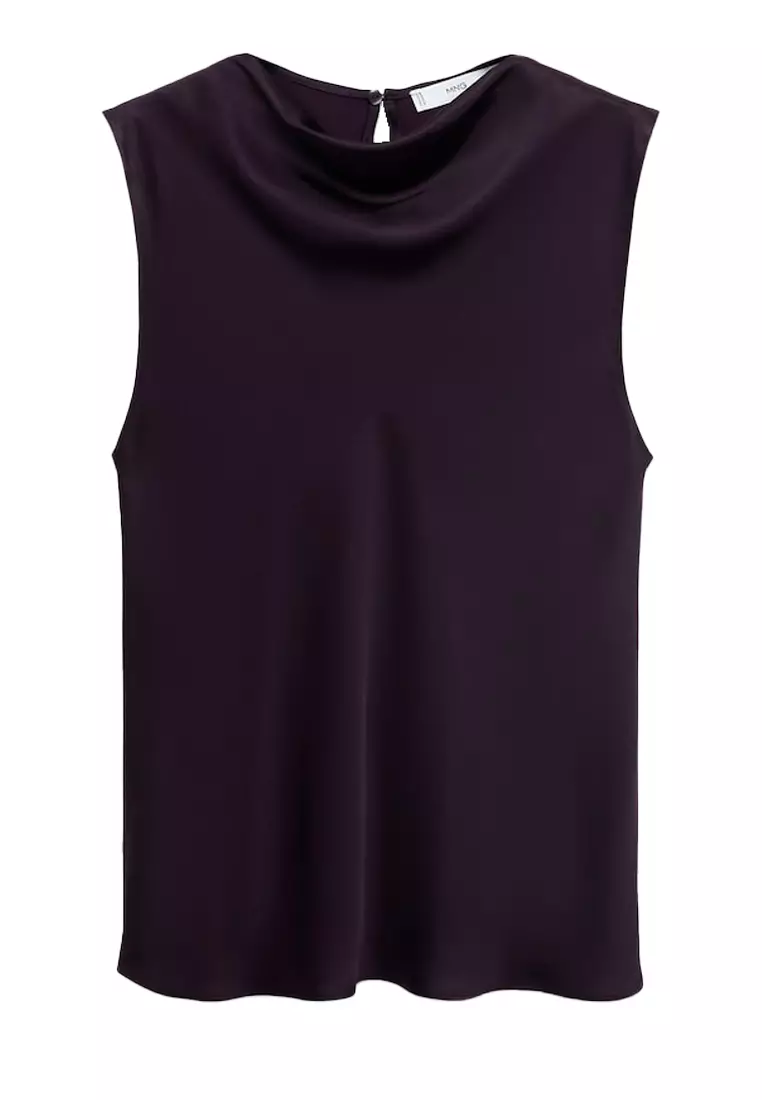 Satin Blouse with Draped Neck