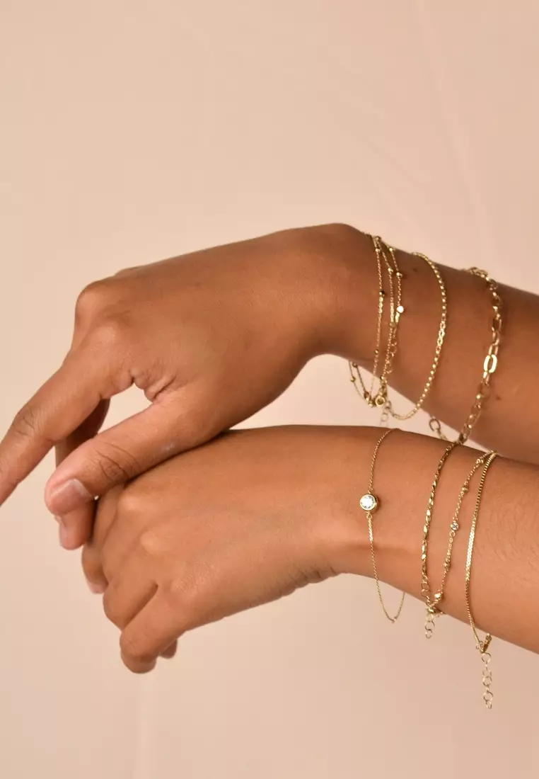  Bold Box Chain Bracelet 14k Gold 