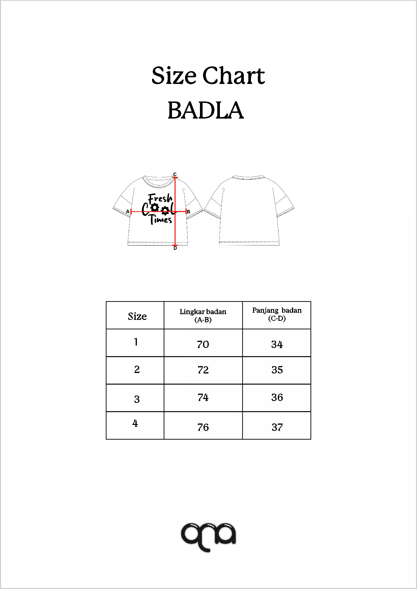 Qna Girl Badla T-shirt Pendek Anak Putih