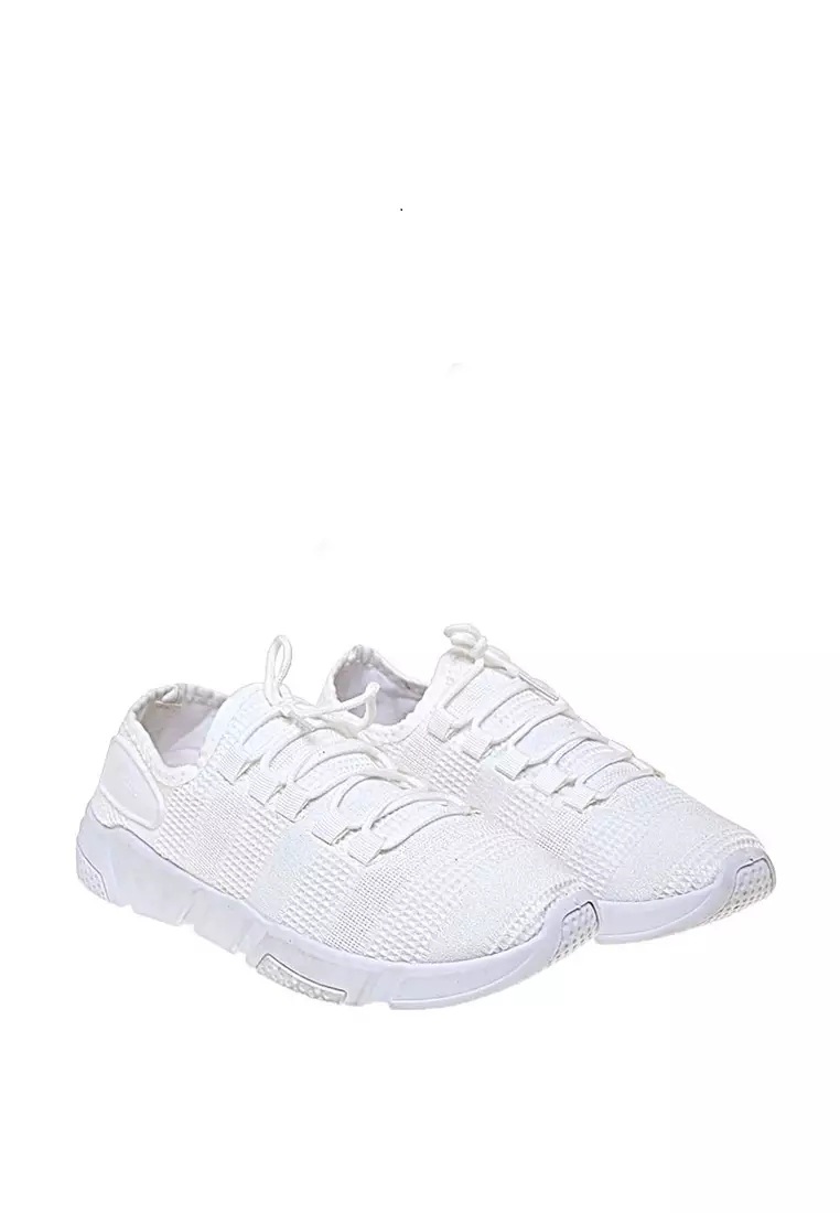 Chayton Sepatu Olahraga Pria Simple Plain Casual Material Flyknit Mesh ORIGINAL - White