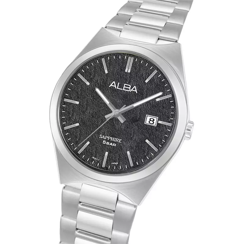 Jam Tangan Pria Alba Prestige AS9V83X1 Men Sapphire Black Dial Stainless Steel Strap