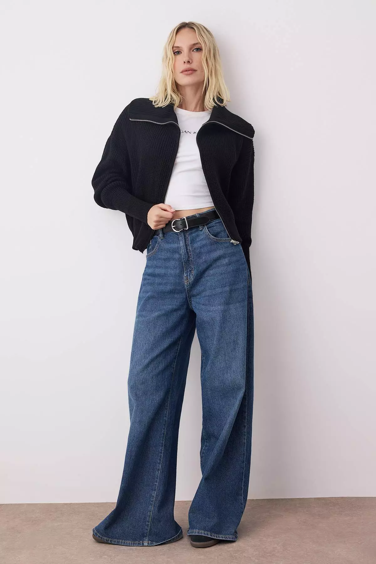 Zip Neck Knit Sweater