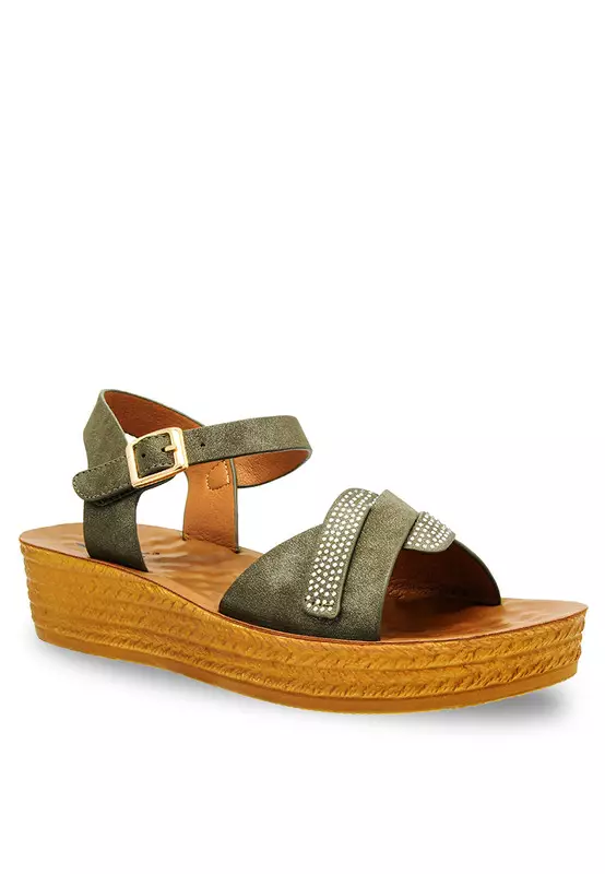 Sling Back Faux Leather Strap Casual Sandals