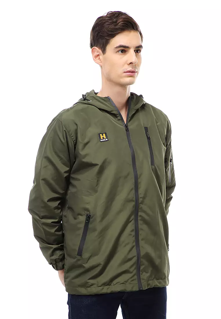 Clover Outerwear Jacket Hoodie Pria Waterproof Anti Air Material Taslan ORIGINAL - Army