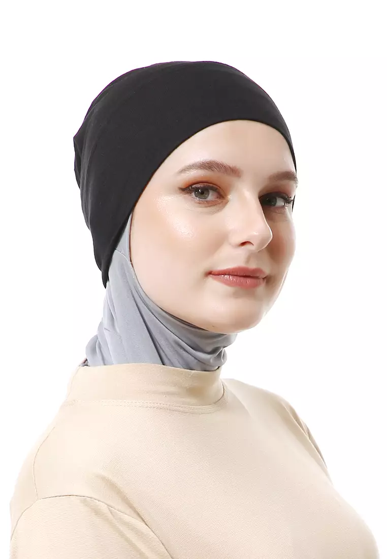 Inner Hijab Muslimah Wanita Motif Polos Relaxed Fit - Black