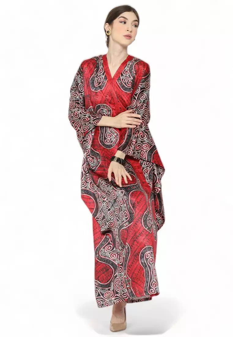 Kanzi Short Sleeve Abtract Printed Kaftan