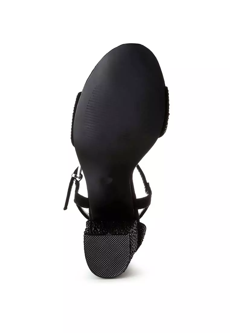 Rhinestones Embellished Sandals in Black