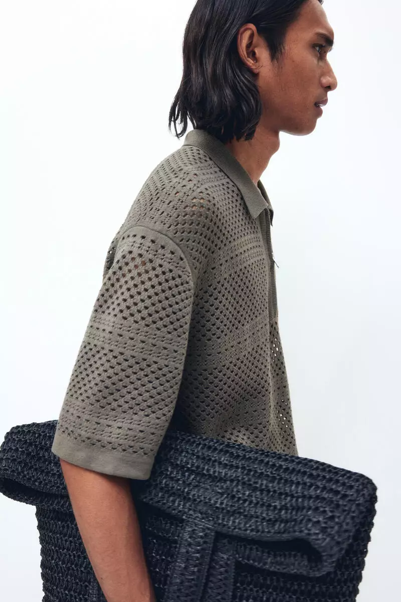 Relaxed Fit Hole-knit polo shirt