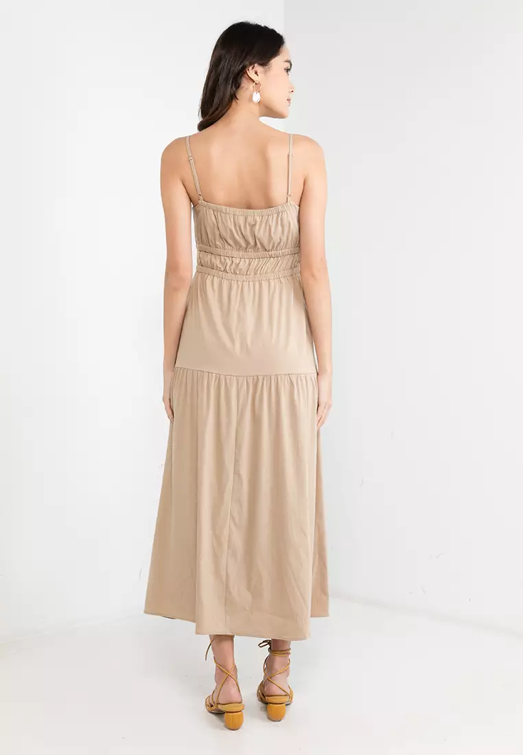 Buy Style State Ruched Waist Tiered Maxi Dress in Mocha 2024 Online