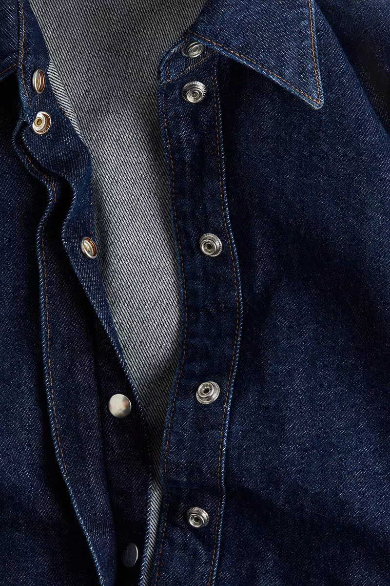 Shoulder-pad denim shirt